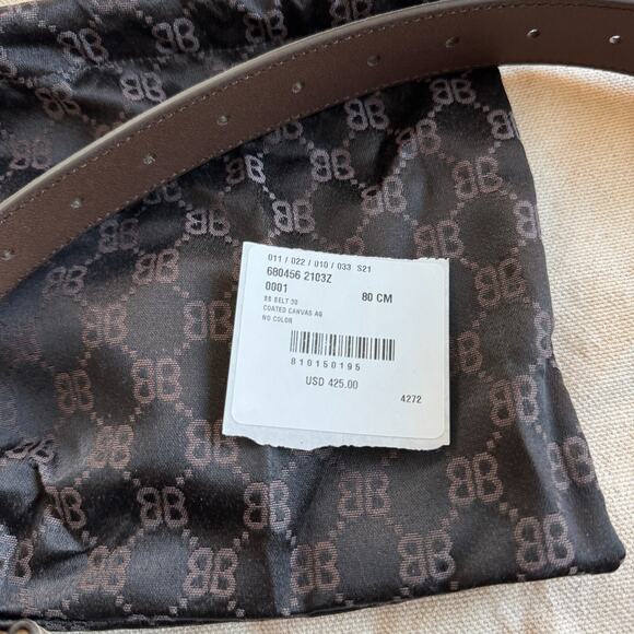 Balenciaga x Gucci BB Hacker Monogram Belt Brown NEW w/ Tags Italy Size 80cm 32 - Picture 8 of 9